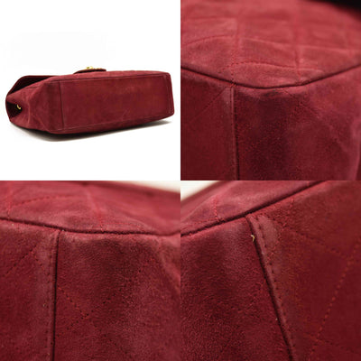$7500 Chanel Suede Quilted Jumbo XL Single Flap Red CONSIGNMENT
