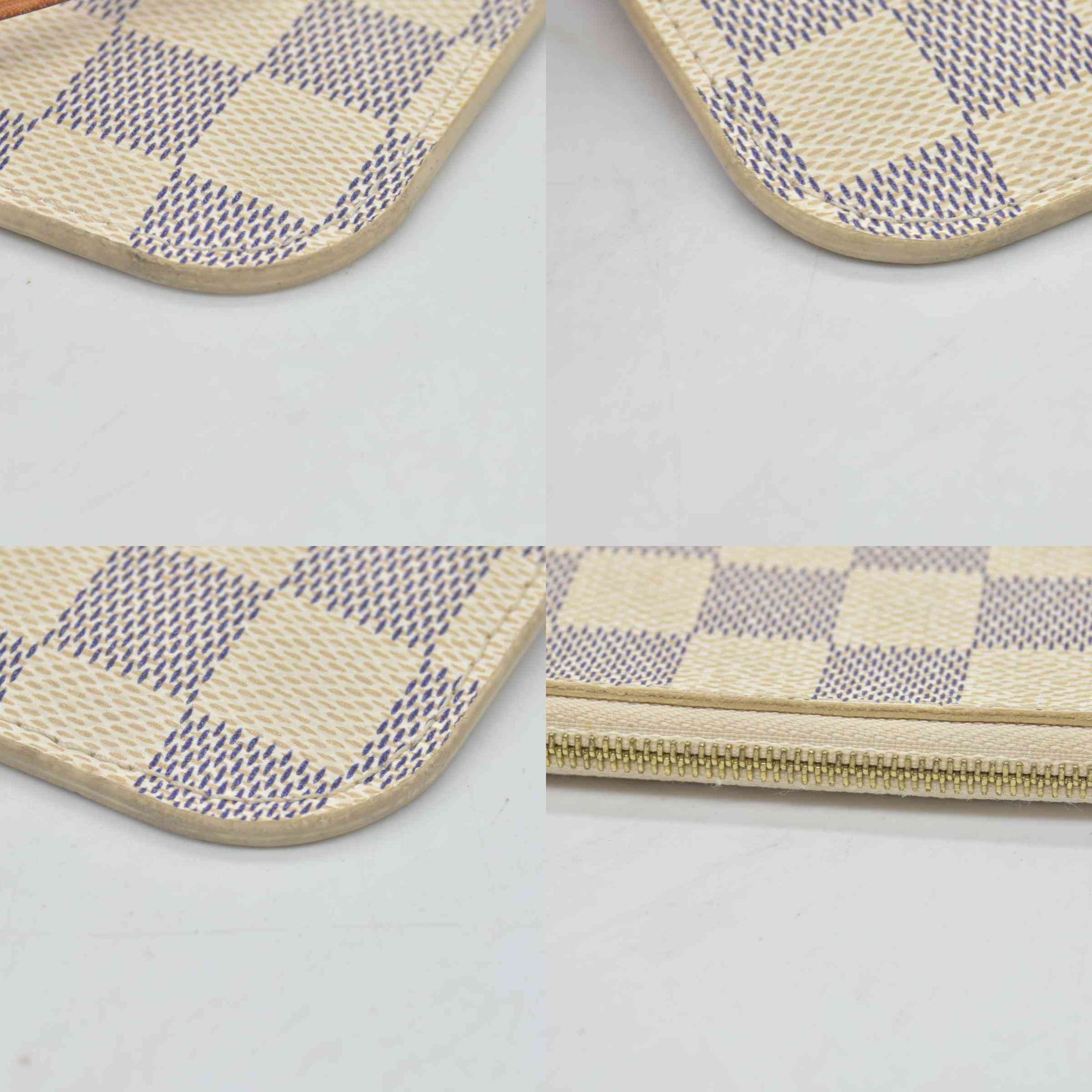 $600 Louis Vuitton Damier Azur Neverfull PM Pochette AR3164