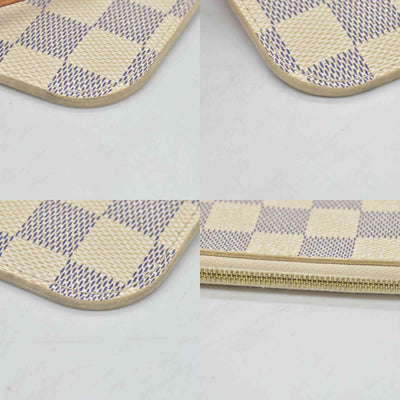 $600 Louis Vuitton Damier Azur Neverfull PM Pochette AR3164