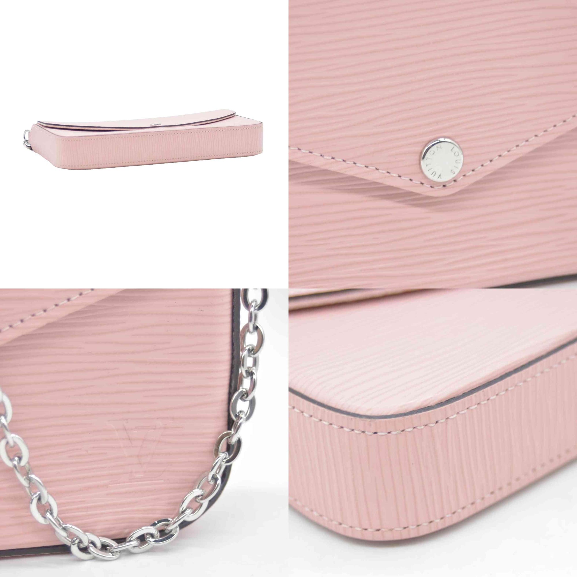 $1770 2017 Louis Vuitton Epi Leather Pochette Felicie Rose Ballerine CONSIGNMENT TJ3107