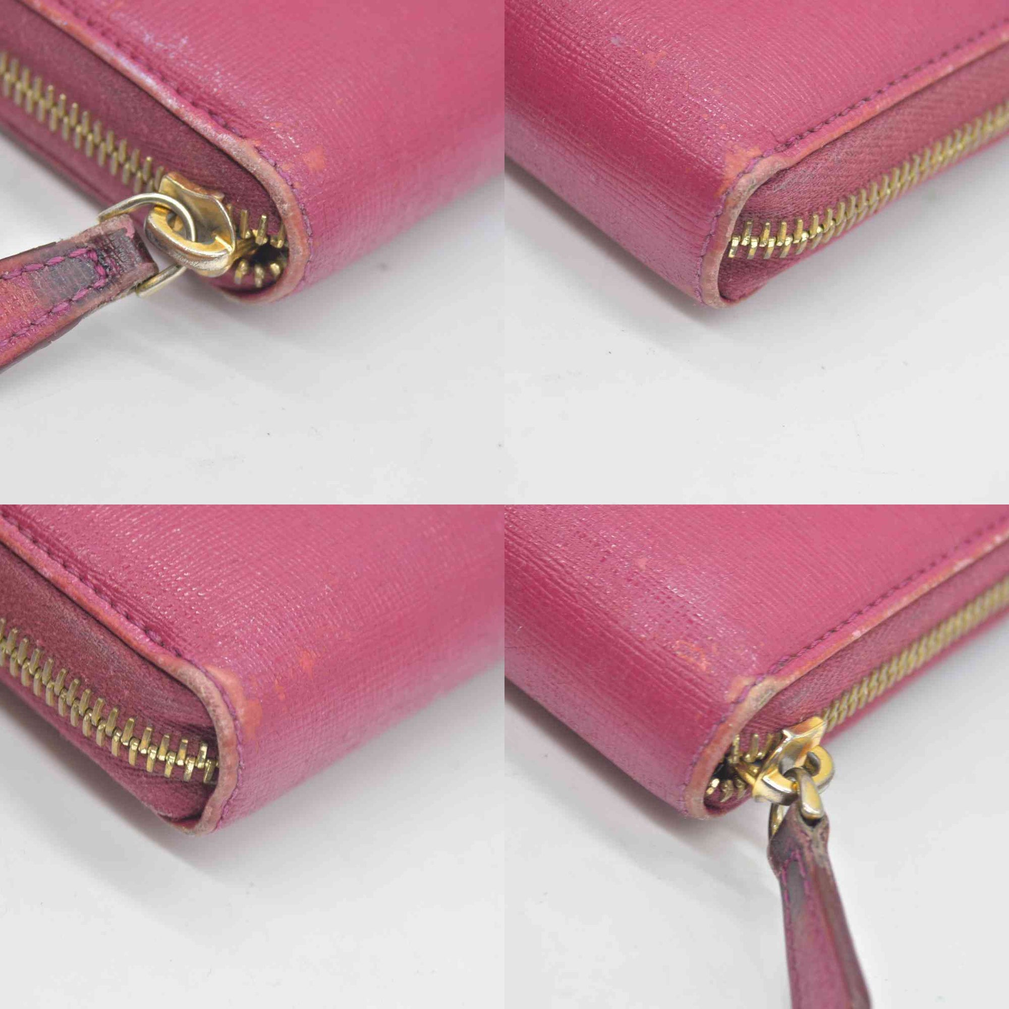 $850 Fendi Amarena Vitello Elite Leather Zippy Wallet CONSIGNMENT