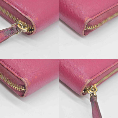 $850 Fendi Amarena Vitello Elite Leather Zippy Wallet CONSIGNMENT
