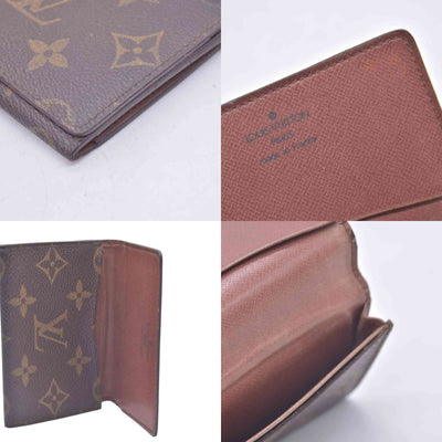 $320 LOUIS VUITTON Monogram Enveloppe Carte de Visite Card Holder Wallet Brown CONSIGNMENT 10021448
