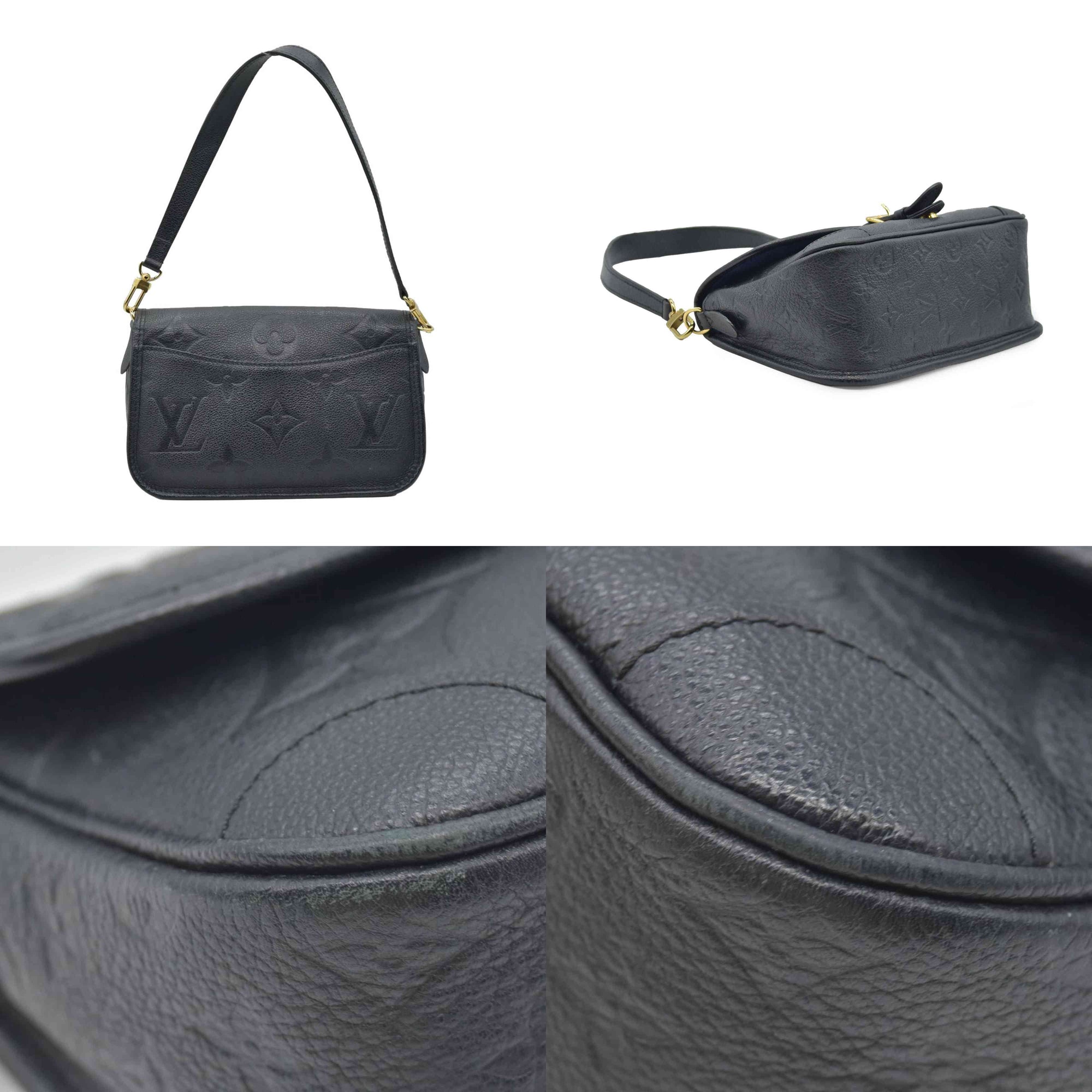 $2850 Louis Vuitton Monogram Diane Black Empreinte Leather Shoulder Bag