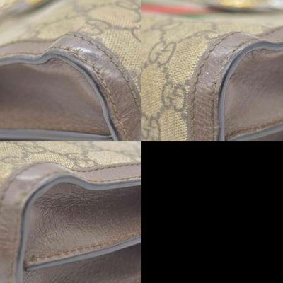 $2050 CONSIGNMENT GUCCI GG Supreme Monogram Web Small Ophidia Chain Shoulder Bag Brown