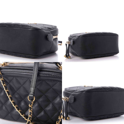 Chanel Calfskin Quilted CC Small Vanity Case Black