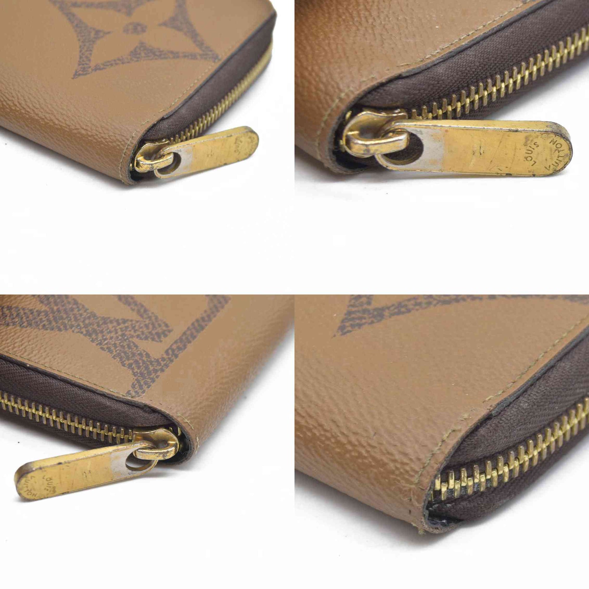 $915 CONSIGNMENT Louis Vuitton  Reverse Monogram Giant Zippy Wallet LU4220