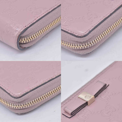 $730 Gucci Guccissima Bow Zip Around Wallet CONSIGNMENT 10021229