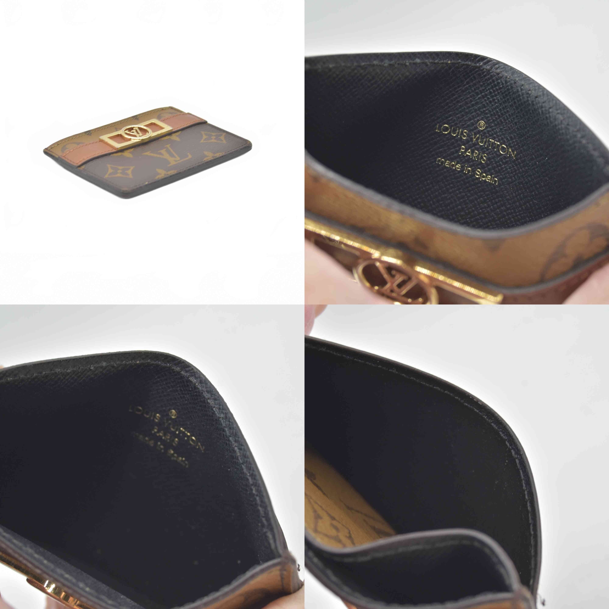 $460 Louis Vuitton Monogram Canvas Reverse Dauphine Card Holder RFID CONSIGNMENT