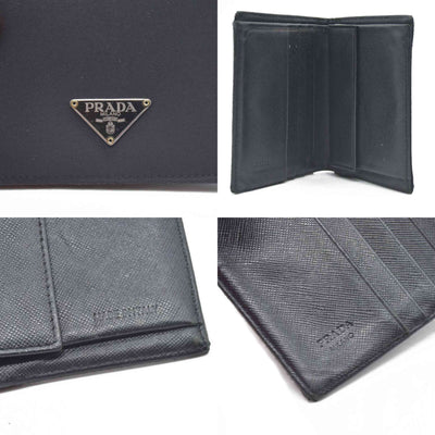 Prada  Tessuto Nylon Tri-Fold Compact Wallet Black