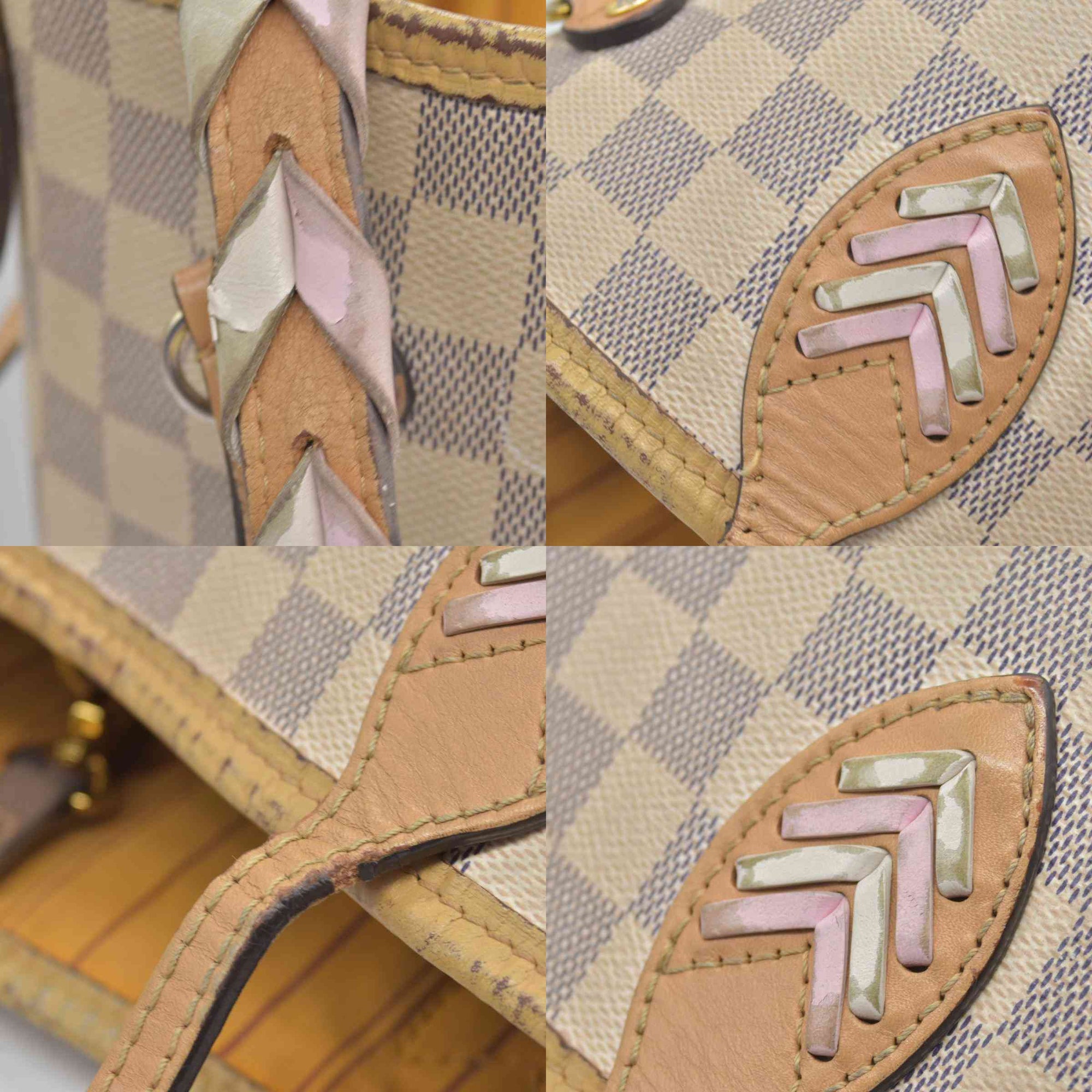 $2500 Louis Vuitton Damier Azur Braided Neverfull MM Tote