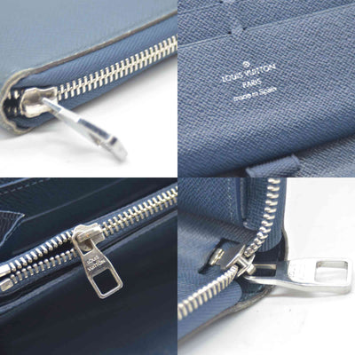 $1150 2016 Louis Vuitton  Signature Logo Taiga Leather Zippy Organizer Wallet CA3166