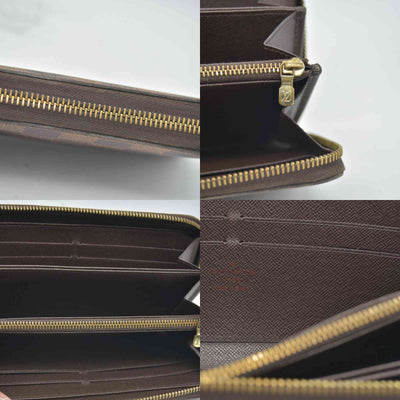 $965 2013 Louis Vuitton Damier Zippy Zip Around Long Wallet Purse Brown CA4163