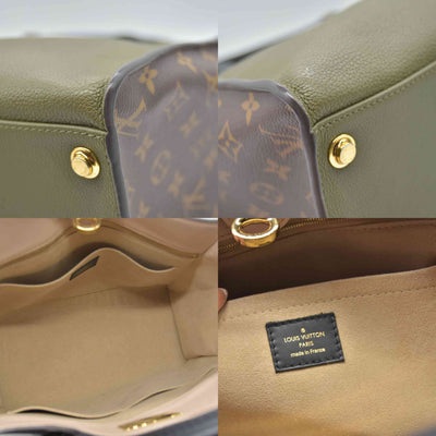 $4700 2020 Louis Vuitton Calfskin Monogram On My Side MM Laurier Green Toffee Latte Beige