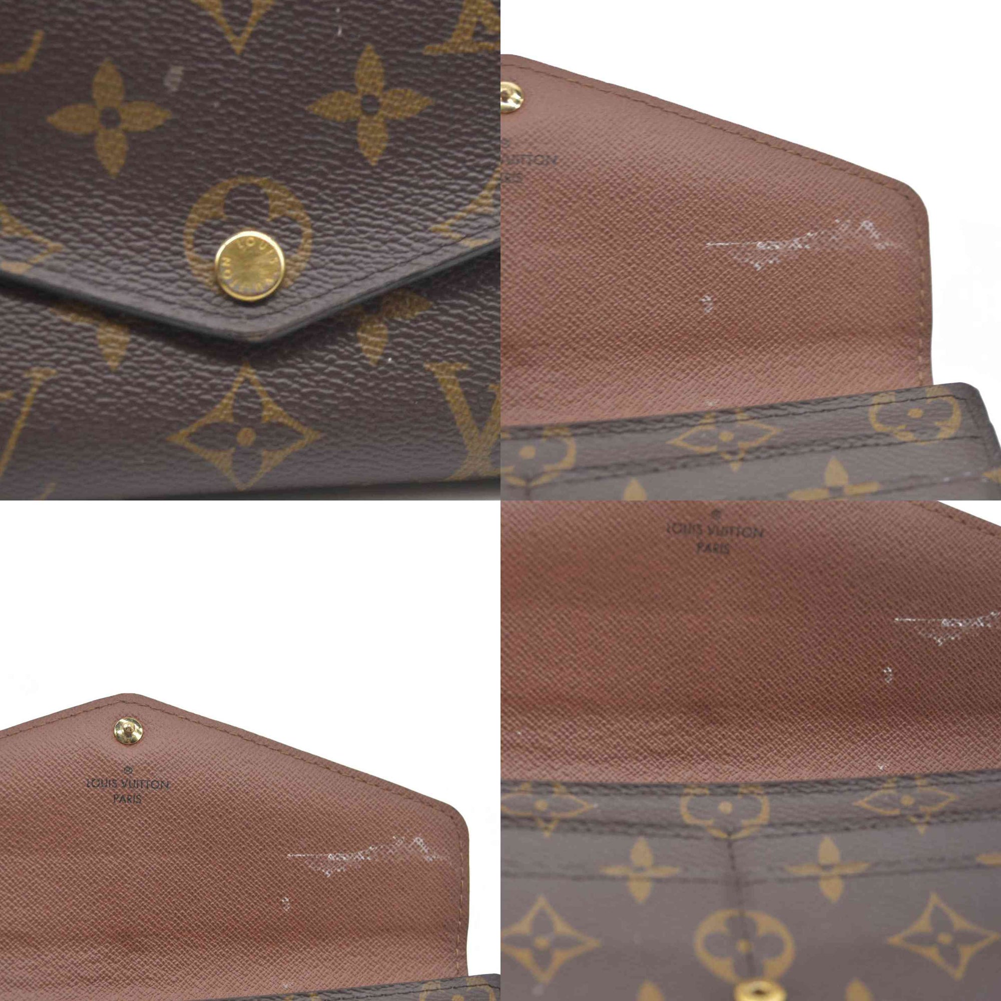 $725 Louis Vuitton Monogram Portefeiulle Sarah Long Bifold Wallet Brown SD0250