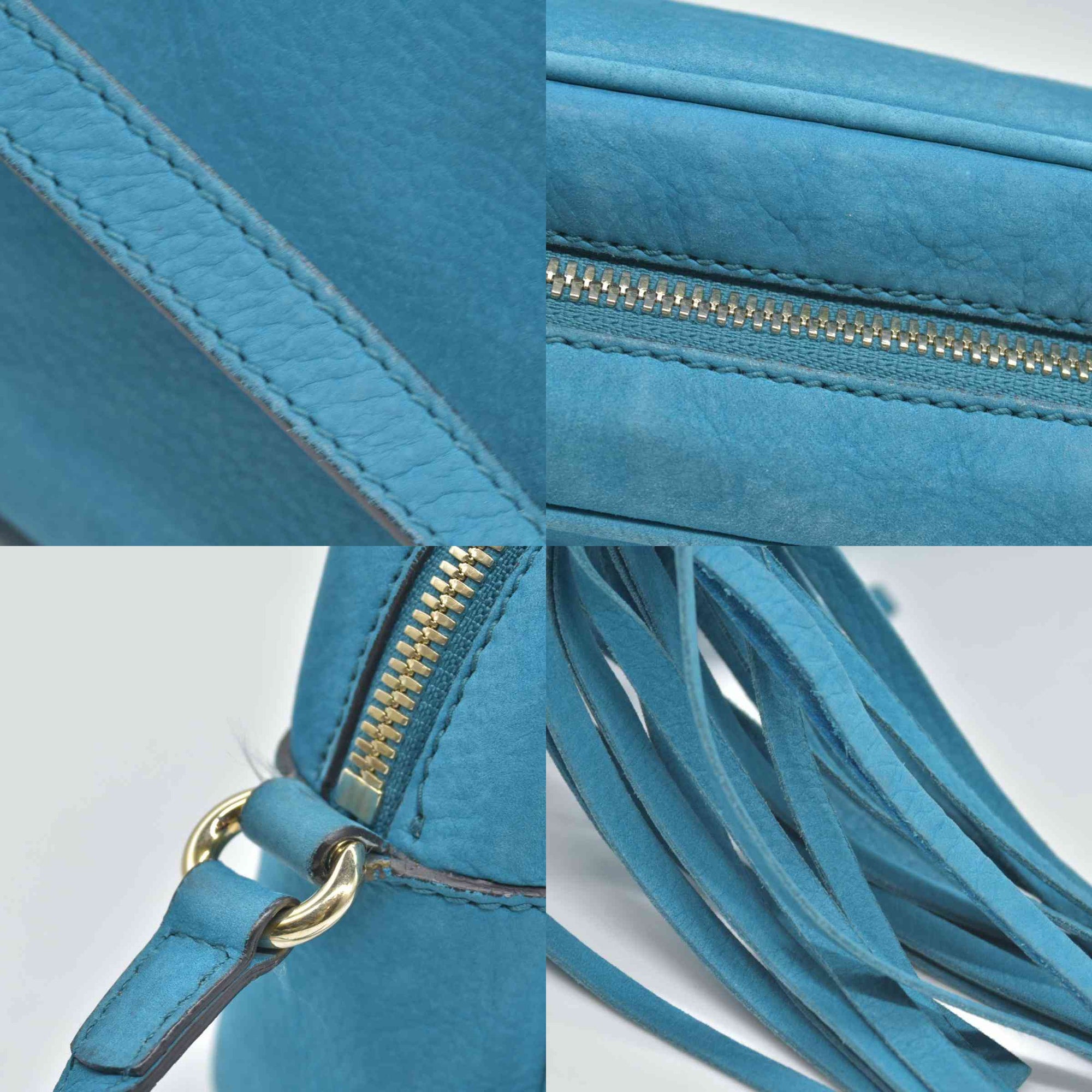 $1490 Gucci  Interlocking G Soho Disco Small Suede Blue