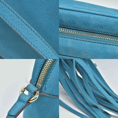 $1490 Gucci  Interlocking G Soho Disco Small Suede Blue