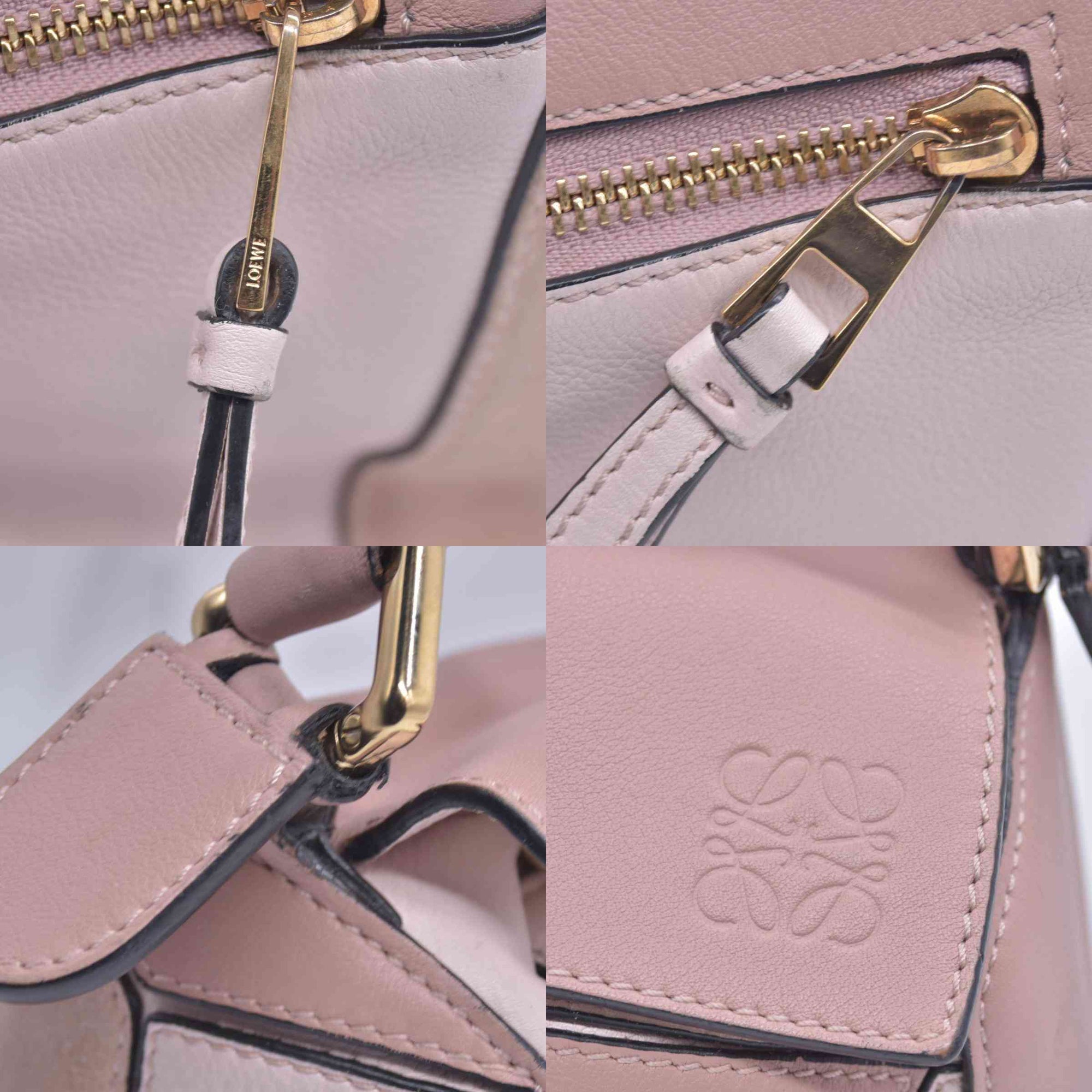 $3850 Loewe Calfskin Suede Small Puzzle Bag Blush