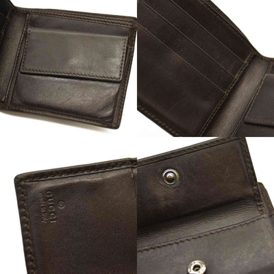 GUCCI GG Logo Canvas Leather Bifold Wallet Beige