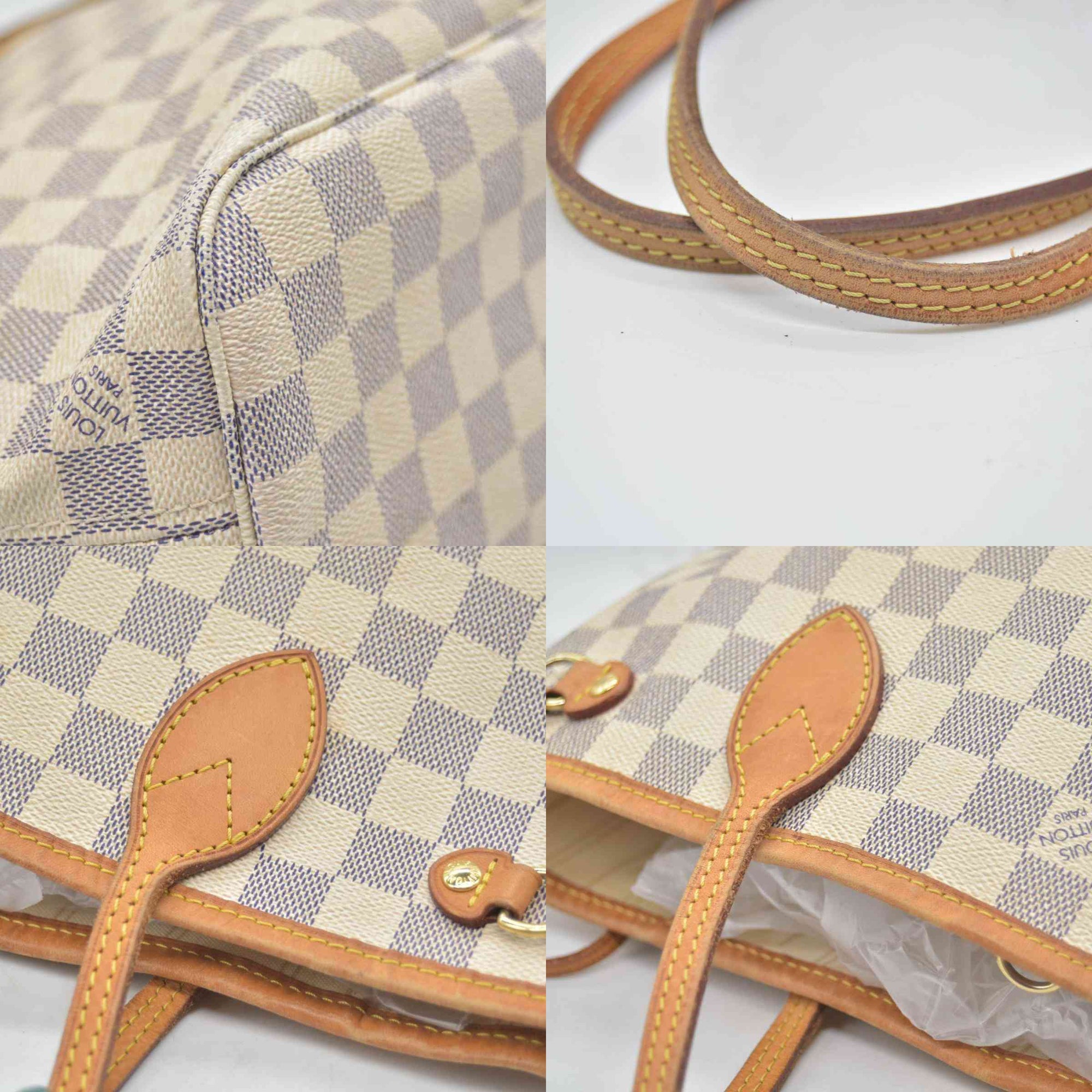 $2160 Louis Vuitton Damier Azur Neverfull PM Tote Bag Handbag VI3178 CONSIGNMENT
