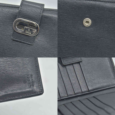 $490 GUCCI Logo Canvas Leather Bifold Wallet Black CONSIGNMENT