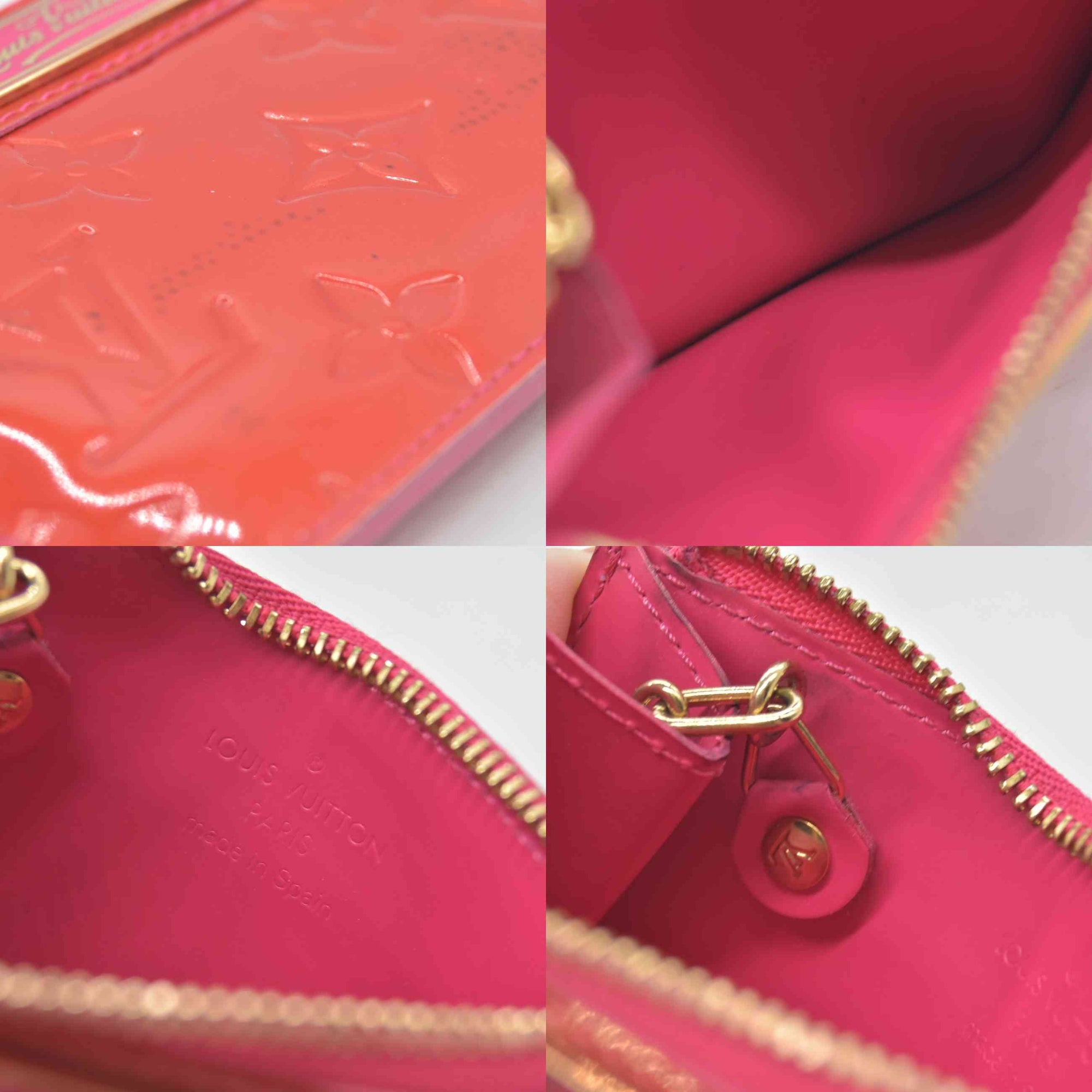$390 2009 Louis Vuitton Monogram Vernis Key Pouch Pink CA1049