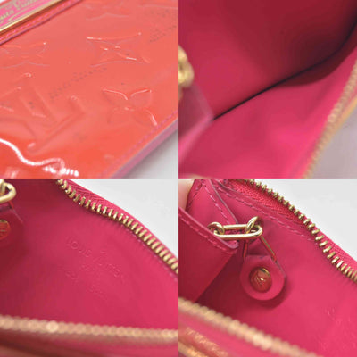 $390 2009 Louis Vuitton Monogram Vernis Key Pouch Pink CA1049