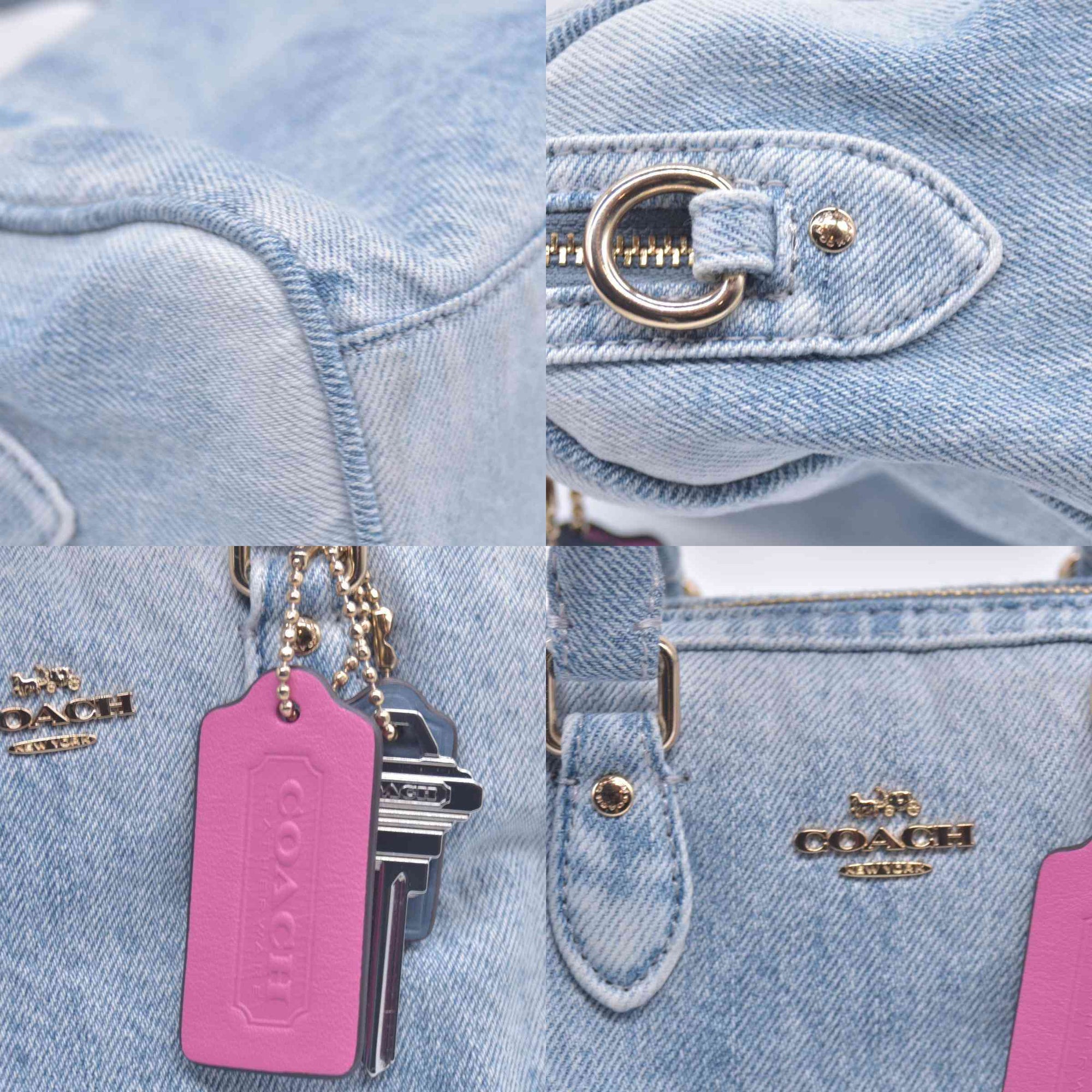 $275 COACH Mini Rowan Crossbody Bag In Loved Denim With Charms CONSIGNMENT