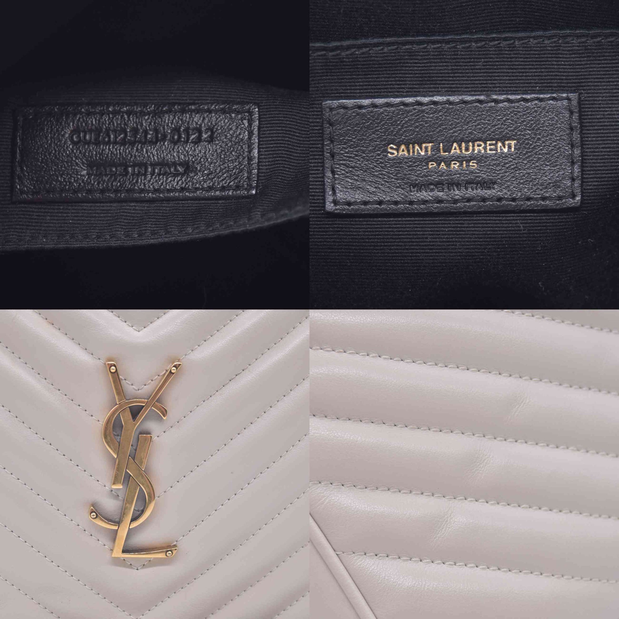 $1950 2022 Saint Laurent Calfskin Matelasse Monogram Lou Camera Bag Crema Soft