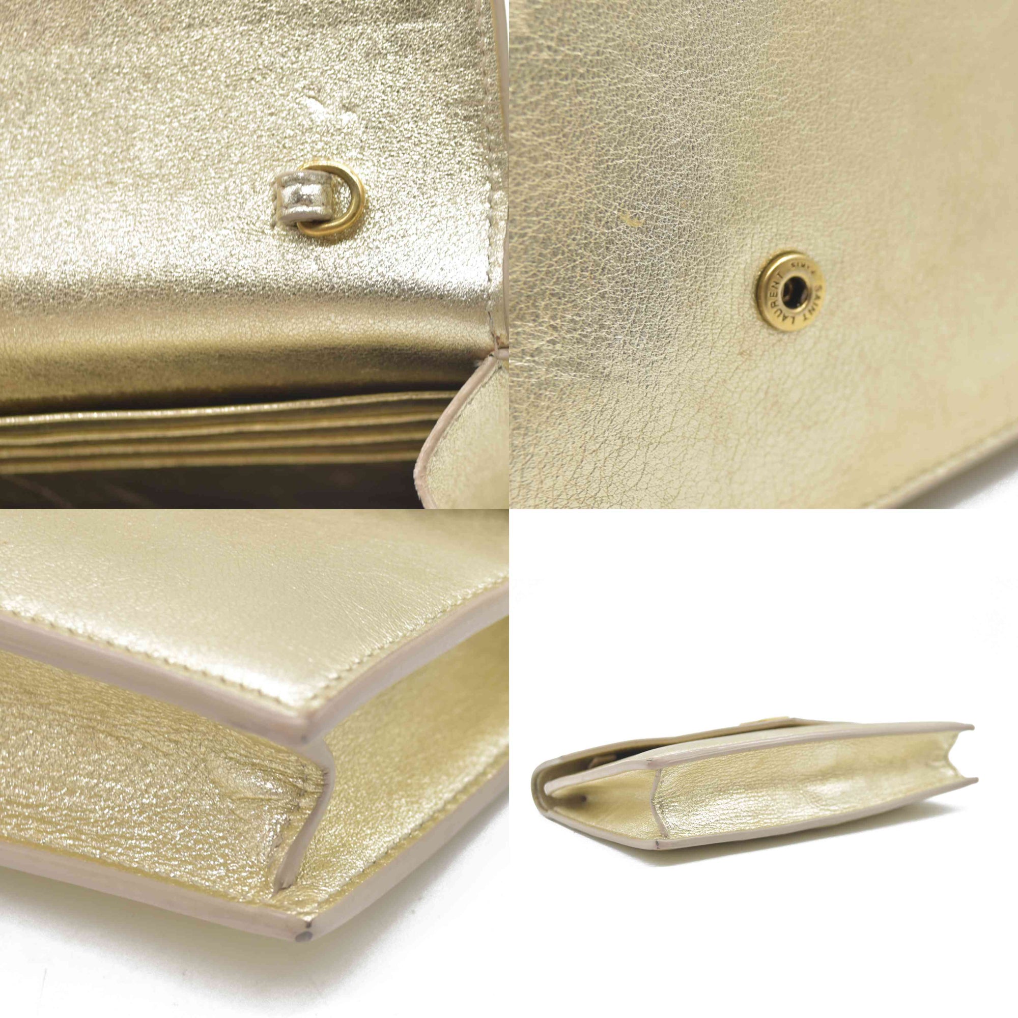 $1490 Saint Laurent Leather Evening Bag