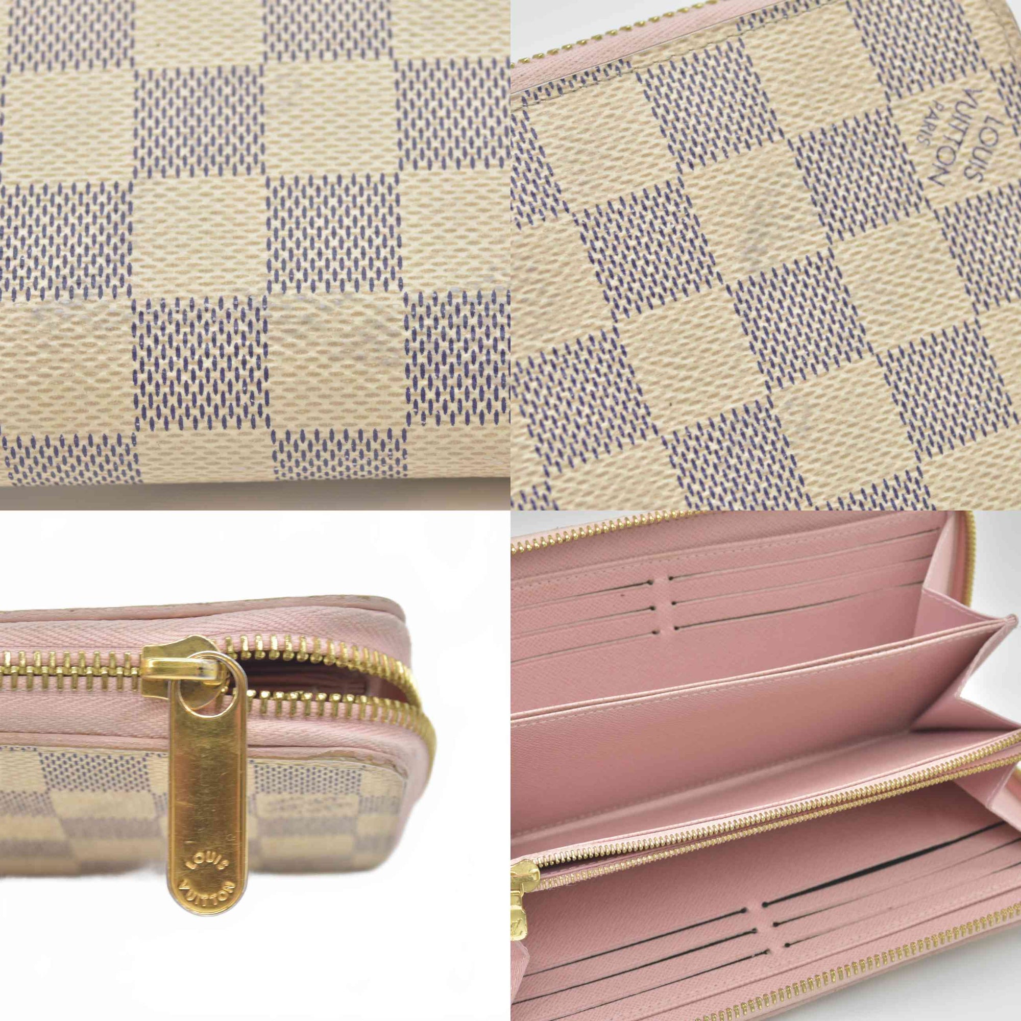 $915 2019 Louis Vuitton Damier Azur Zippy Wallet Rose Ballerine SD0159
