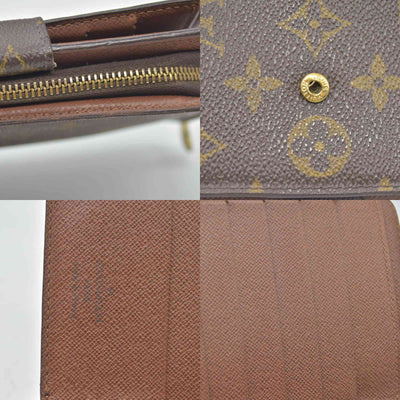 $750 Louis Vuitton Monogram Porte Papier Zippe Bifold Wallet Brown 10020017