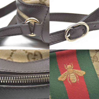 Gucci  GG Supreme Monogram Web Small Webby Bee Shoulder Bag Dark Brown