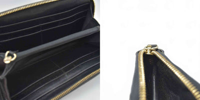 $595 Jimmy Choo CONSIGNMENT Wallet Black Zip Around Petrol Patent