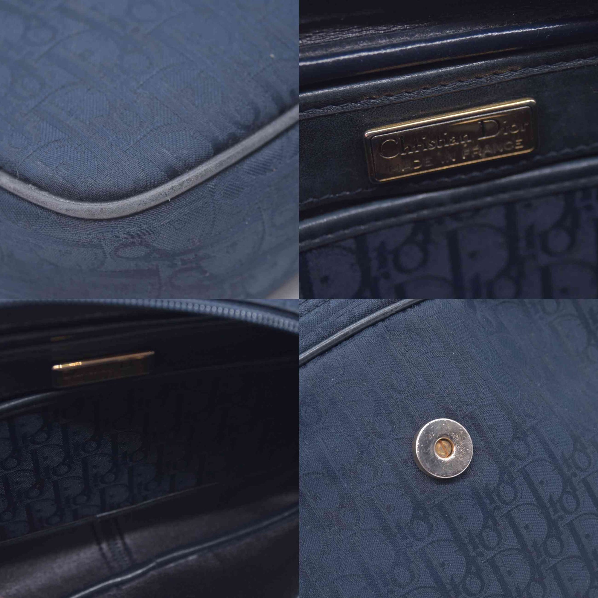 $1250 Christian Dior Oblique Trotter Canvas Leather Shoulder Bag