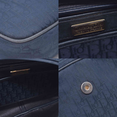 $1250 Christian Dior Oblique Trotter Canvas Leather Shoulder Bag