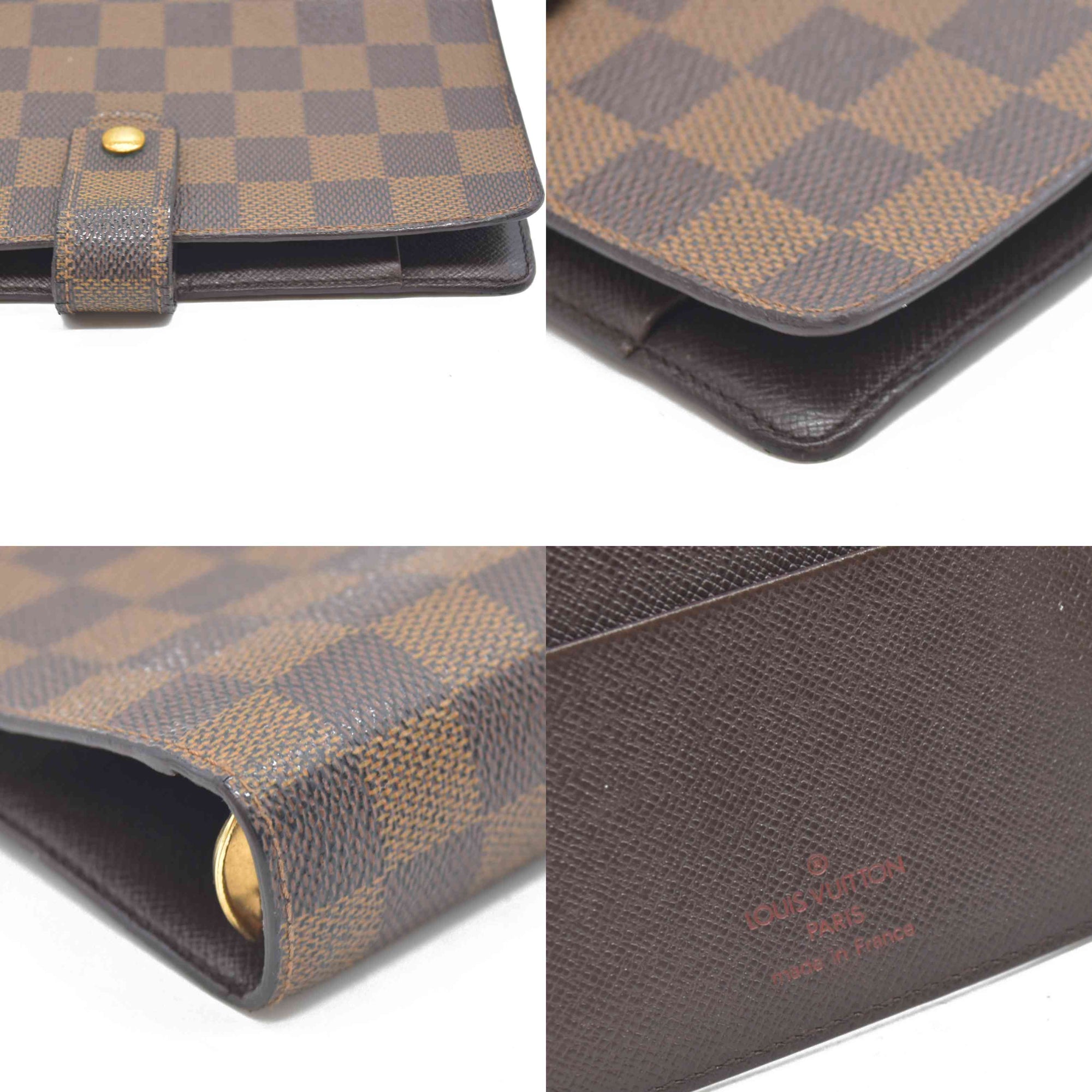 $755 Louis Vuitton Damier Ebene Medium Ring Agenda Cover Consignment NL SP0022 2002