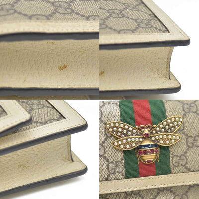 Gucci  GG Supreme Monogram Web Queen Margaret Chain Wallet White