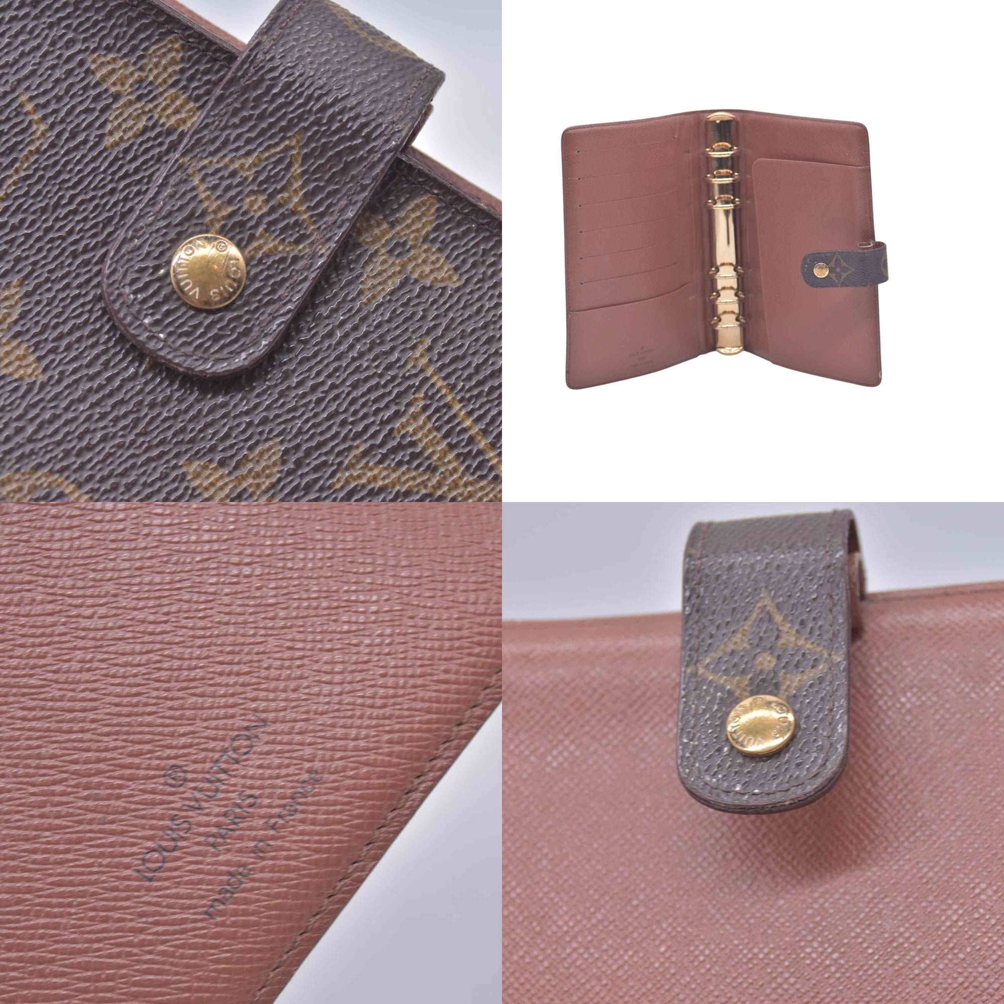 $715 1997 LOUIS VUITTON Monogram Agenda MM Medium Ring Planner Cover Brown SP0947 10021367