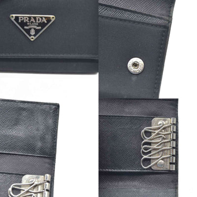 Prada Black Saffiano Leather Key Case Holder