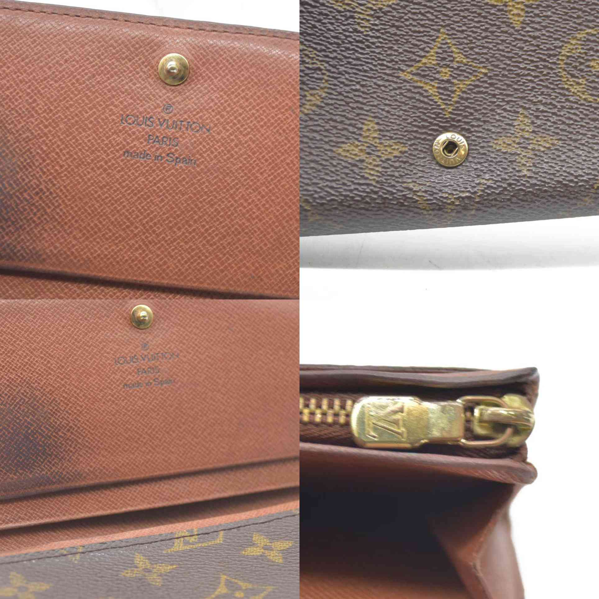 Louis Vuitton Monogram Porte Monnaie Billets Tresor Bifold Wallet Brown CA0927
