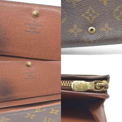 Louis Vuitton Monogram Porte Monnaie Billets Tresor Bifold Wallet Brown CA0927