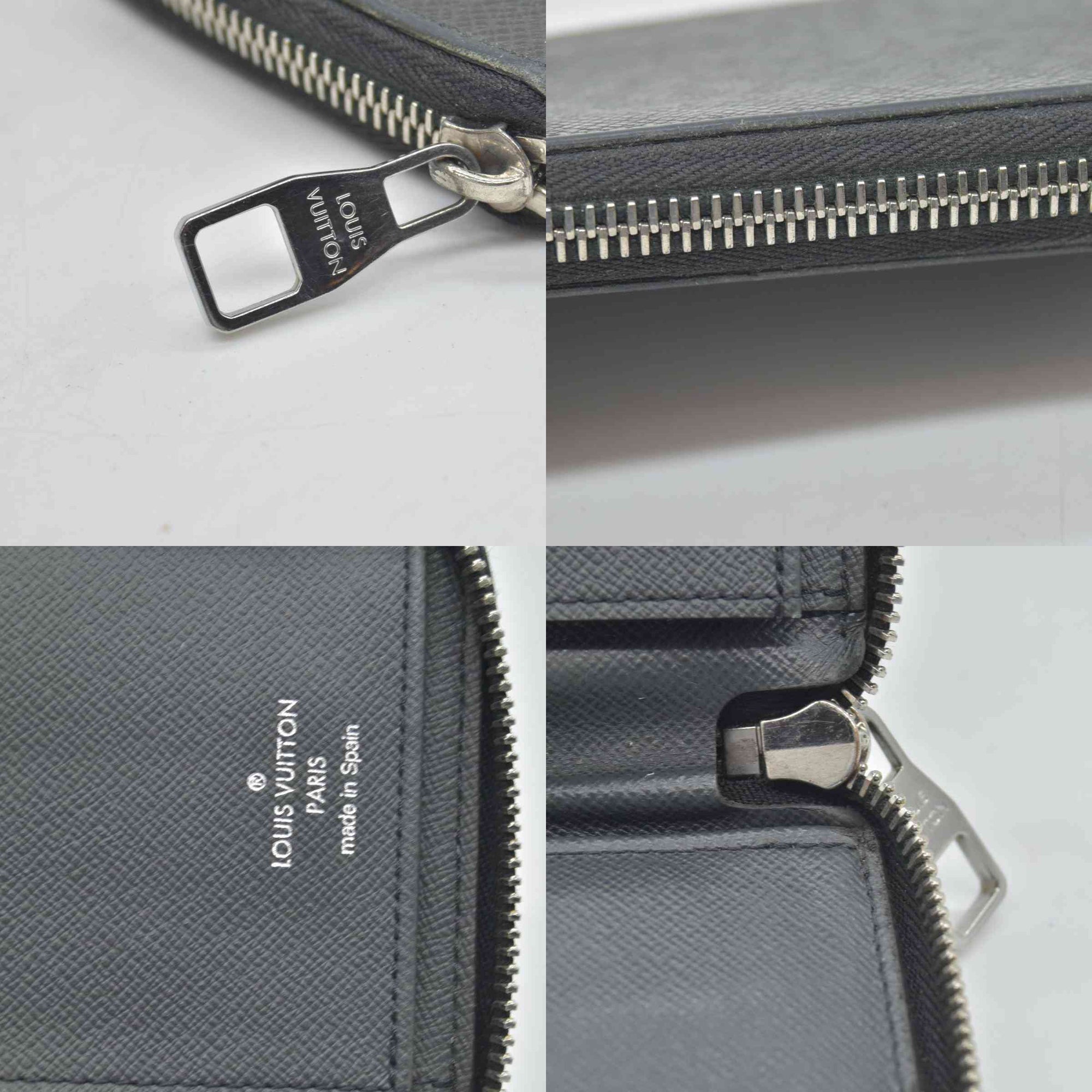 LOUIS VUITTON Zippy Wallet Vertical Purse black Taiga CONSIGNMENT