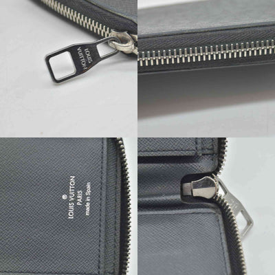 LOUIS VUITTON Zippy Wallet Vertical Purse black Taiga CONSIGNMENT