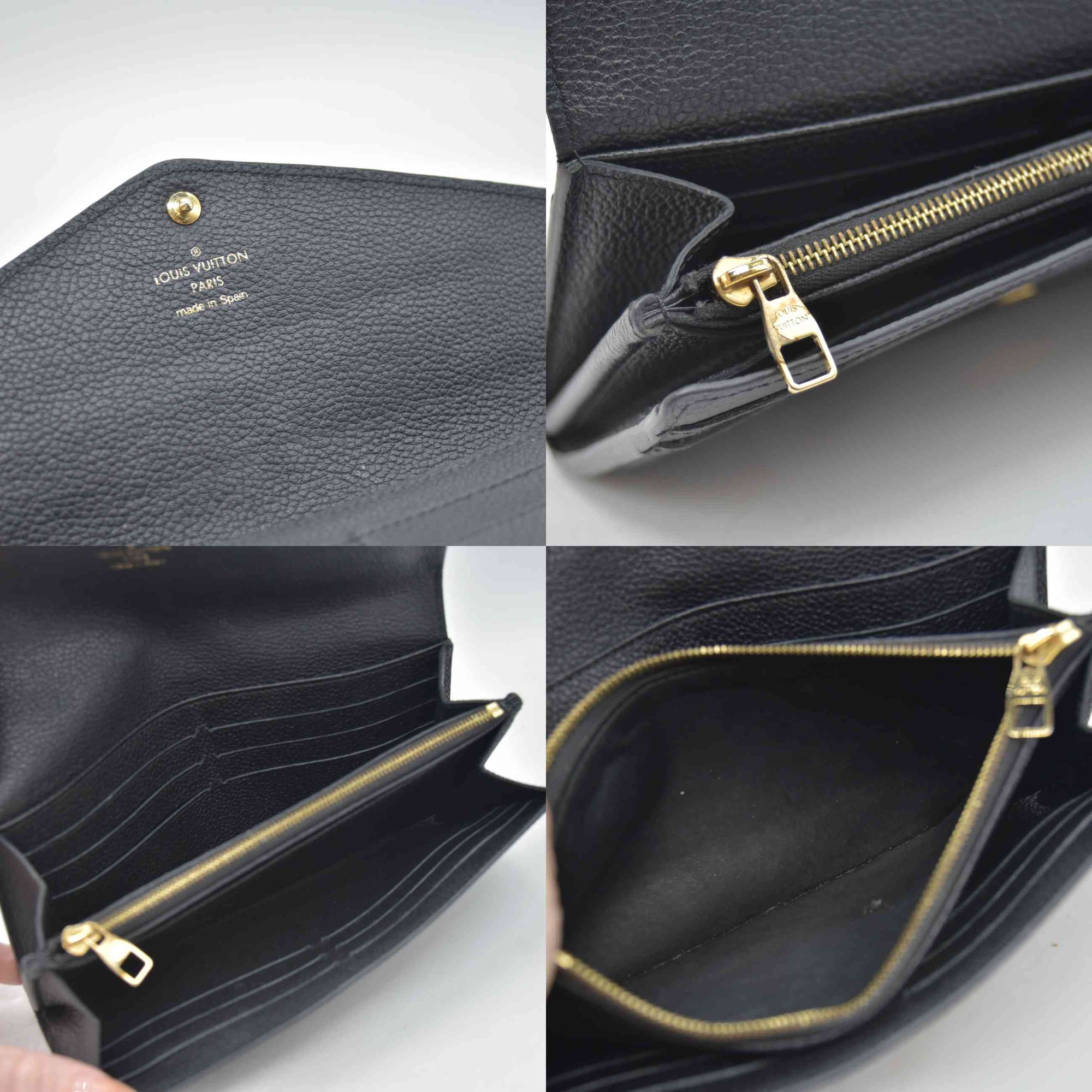 $1060 2015 Louis Vuitton Empreinte Sarah Wallet NM Black CA2115