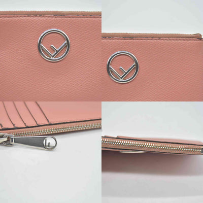 $550 FENDI F is Fendi Leather Zipped Coin Card Holder Pink
