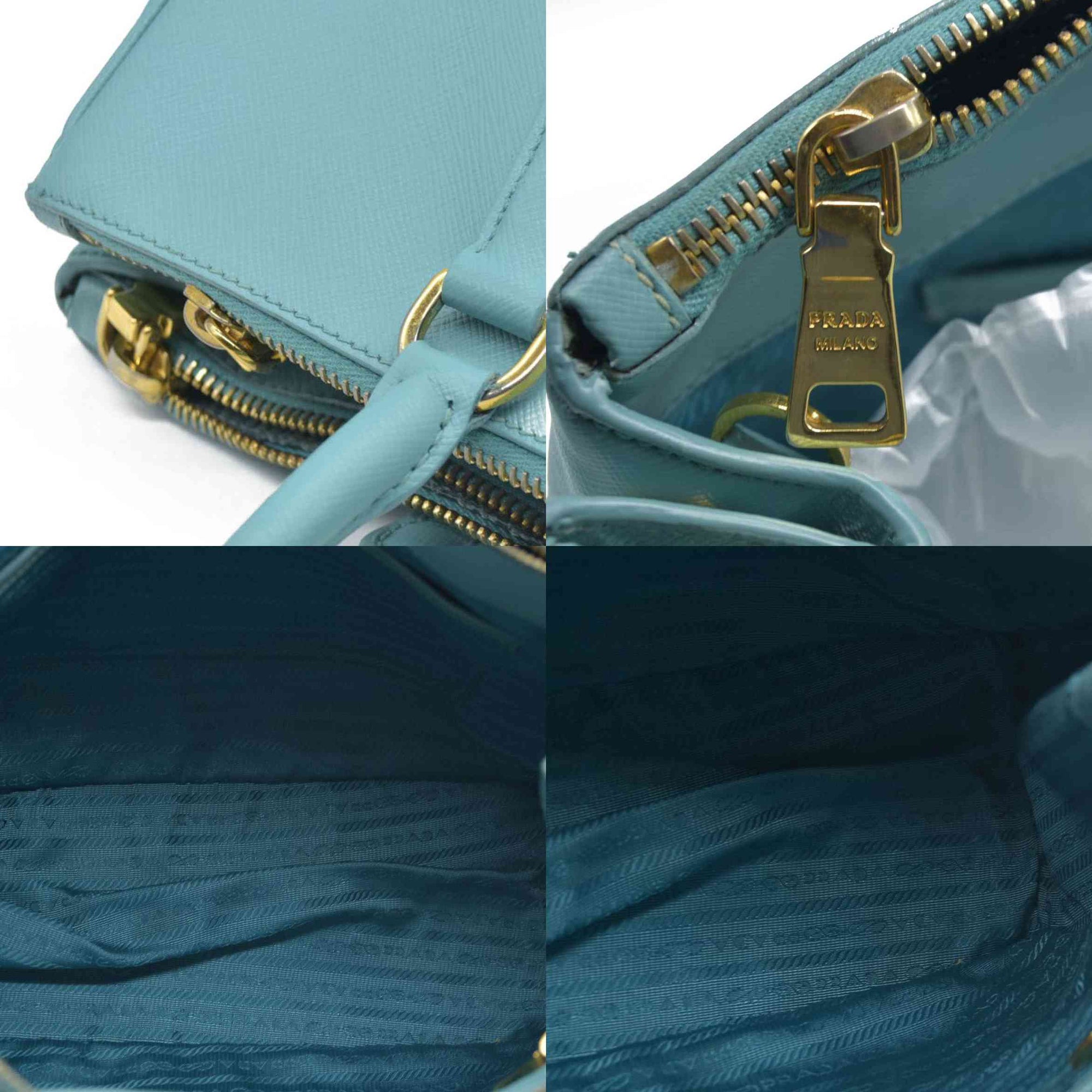 $4600 Prada Medium Saffiano Lux Galleria Double Zip Tote Teal