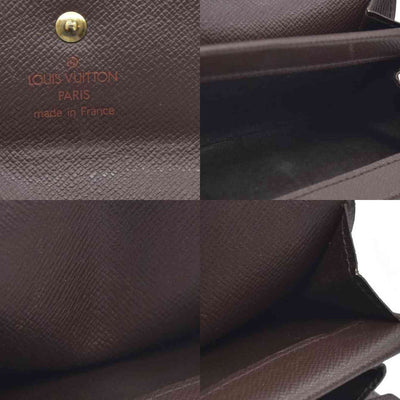 Louis Vuitton Damier Porte Monnaie Plat Coin Purse Wallet Brown MI1014