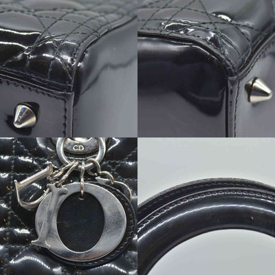 $6700 CHRISTIAN DIOR Cannage Medium Lady Dior Black