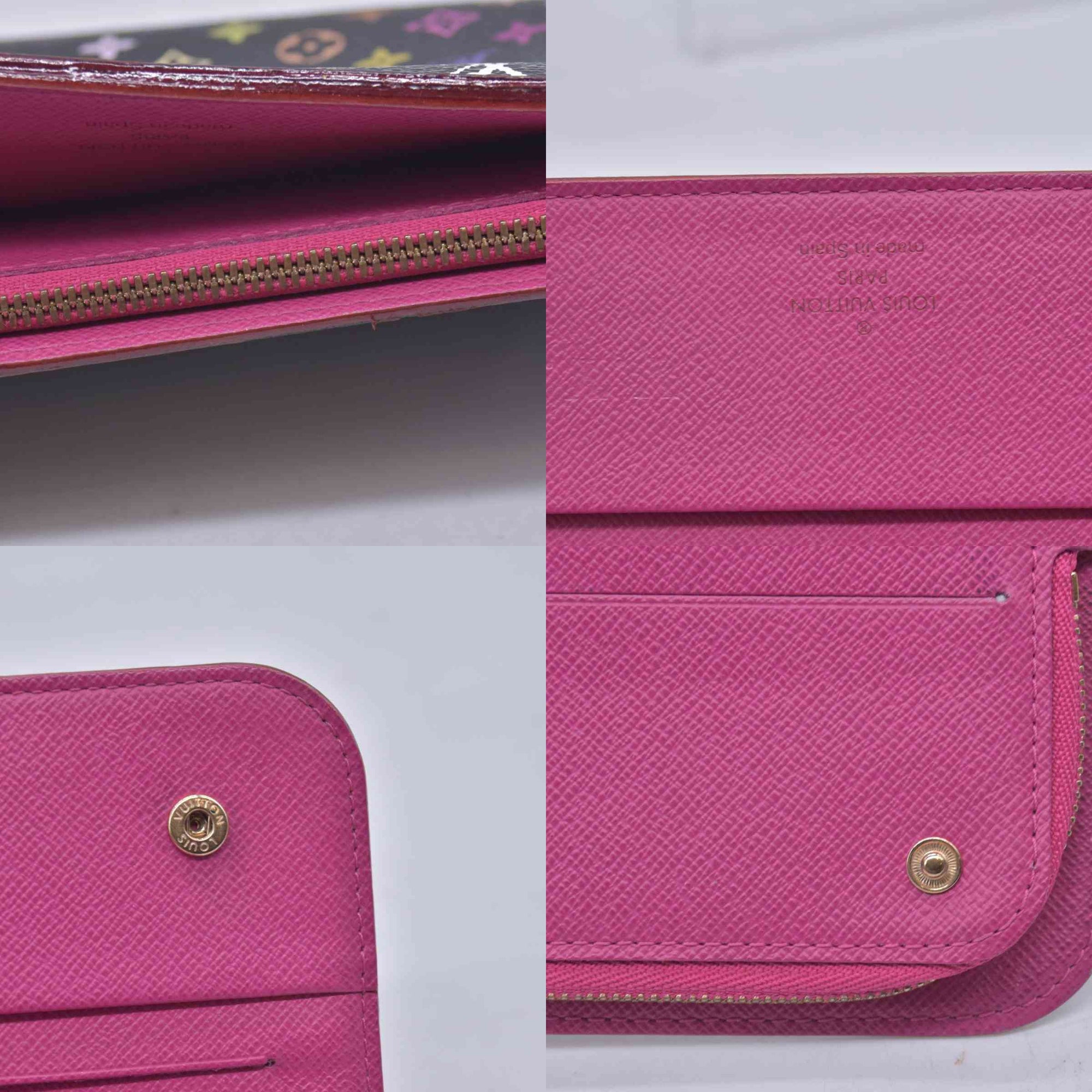 $829 LOUIS VUITTON Monogram Multicolore Insolite Wallet Black / Grenade Pink CONSIGNMENT 10021558
